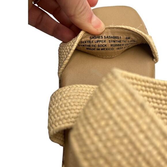 Steve Madden Sashes Cork Ankle Strap Flatform Sandals Raffia Beige Size 6M - Picture 8 of 8